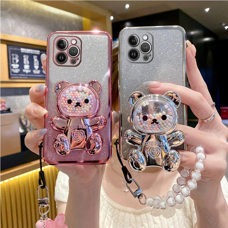 Phone Cases Arc - 꽃 스트랩 베어 전화 홀더 케이스