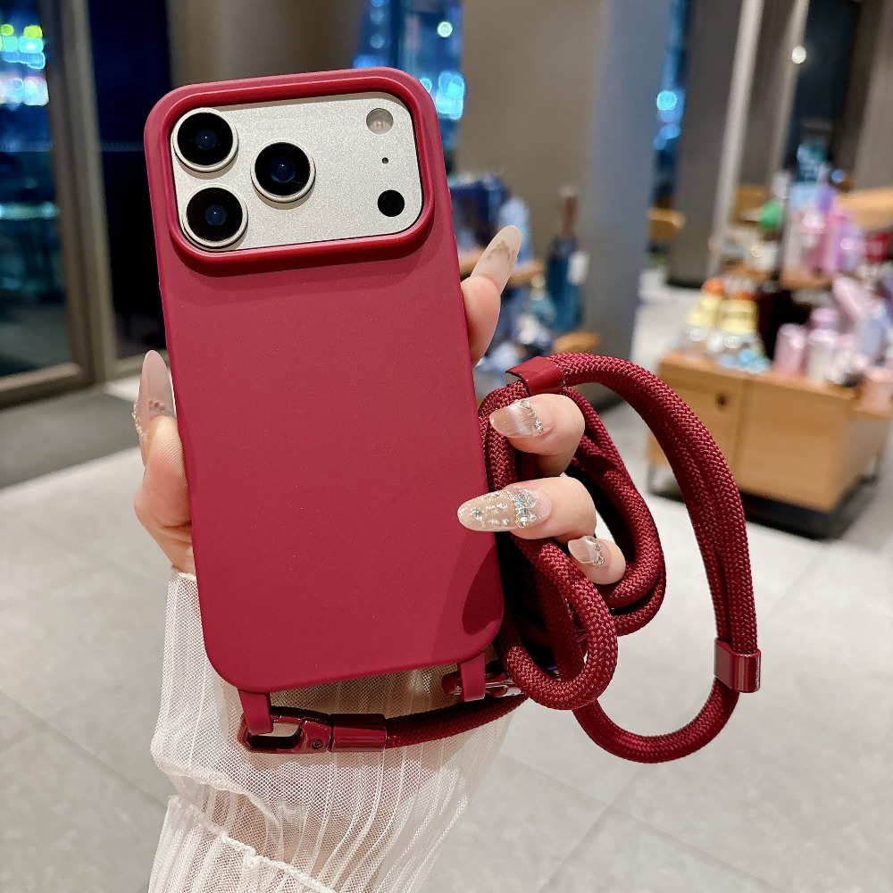 Phone Cases With Charms - 캔디 솔리드 컬러 크로스바디 스트랩 케이스
