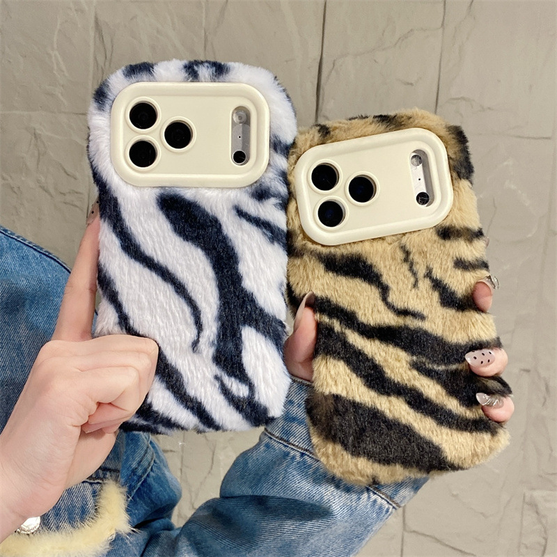 Phone Cases Iphone - 럭셔리 지브라 패턴 플러시 폰 케이스