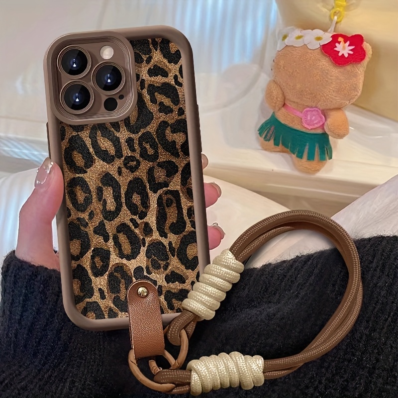 Phone Cases With Loop - 레오파드 프린트 손목 스트랩 폰 케이스