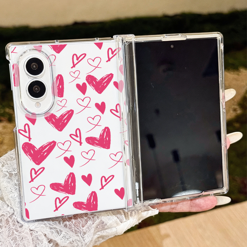 Phone Cases Z Fold 6 - 귀여운 하트 패턴 삼성 갤럭시 Z