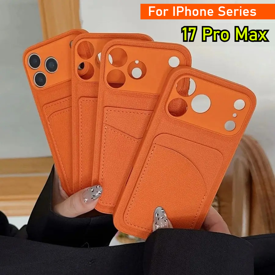 Phone Cases Orange - 가죽 오렌지 색상 카드 홀더 케이스