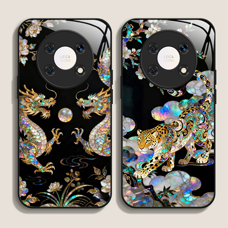 Phone Cases Xiaomi 14T - 세련된 드래곤 레오파드 마블 질감 강화유리