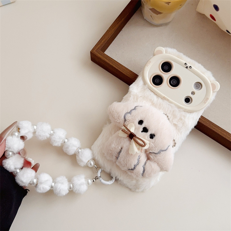 3D 만화 리본 강아지 따뜻하고 폭신한 플러시 폰 케이 - Phone Cases Iphone 리뷰 및 가격