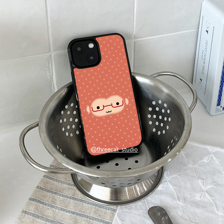 귀여운 오렌지색 물방울 무늬 안경을 쓴 원숭이 폰 케이 - Phone Cases Orange 리뷰 및 가격