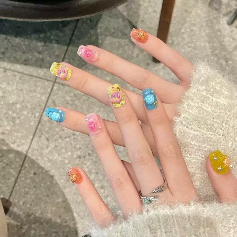 100개 미니 컬러풀 거북이 레진 참 플랫 백 카보숑  - Phone Cases With Charms 리뷰 및 가격