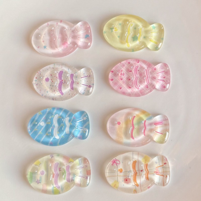 10pcs 새로운 봄 여름 투명 인쇄 물고기 헤어 클립 - Phone Cases With Charms 리뷰 및 가격