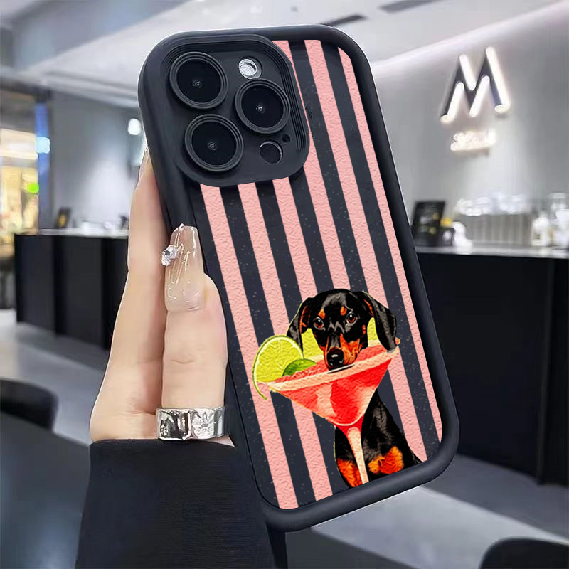 귀여운 강아지 스트라이프 프린트 충격 방지 폰 케이스  - Phone Cases Xiaomi 14T 리뷰 및 가격