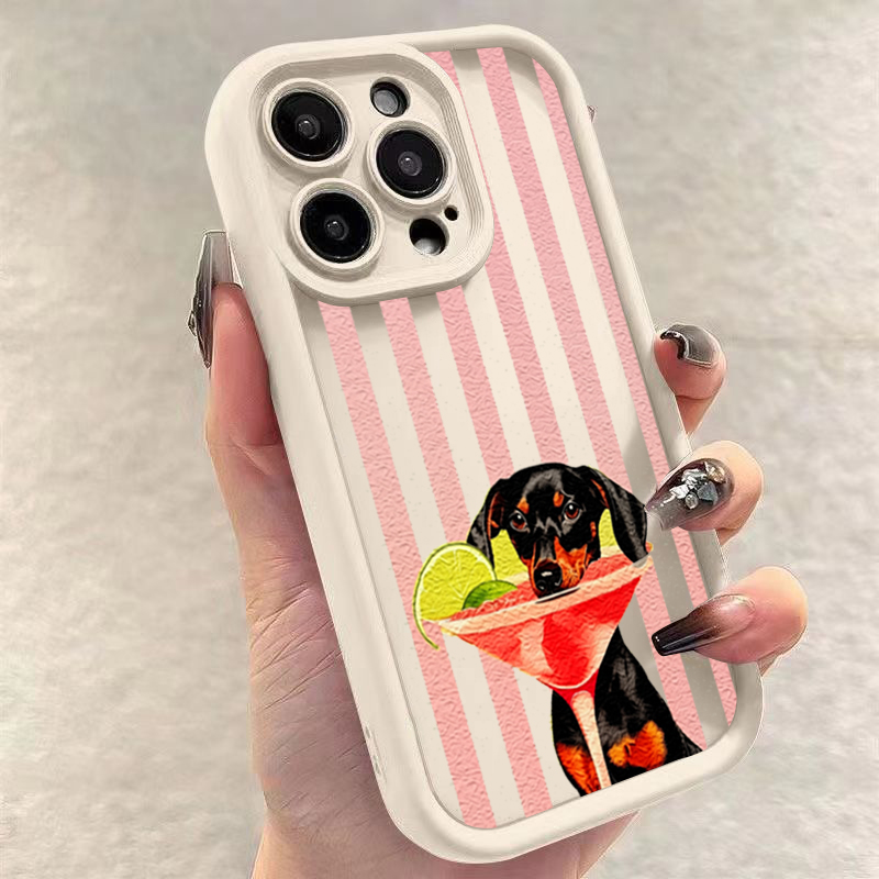 귀여운 강아지 스트라이프 프린트 충격 방지 폰 케이스  - Phone Cases Xiaomi 14T 리뷰 및 가격