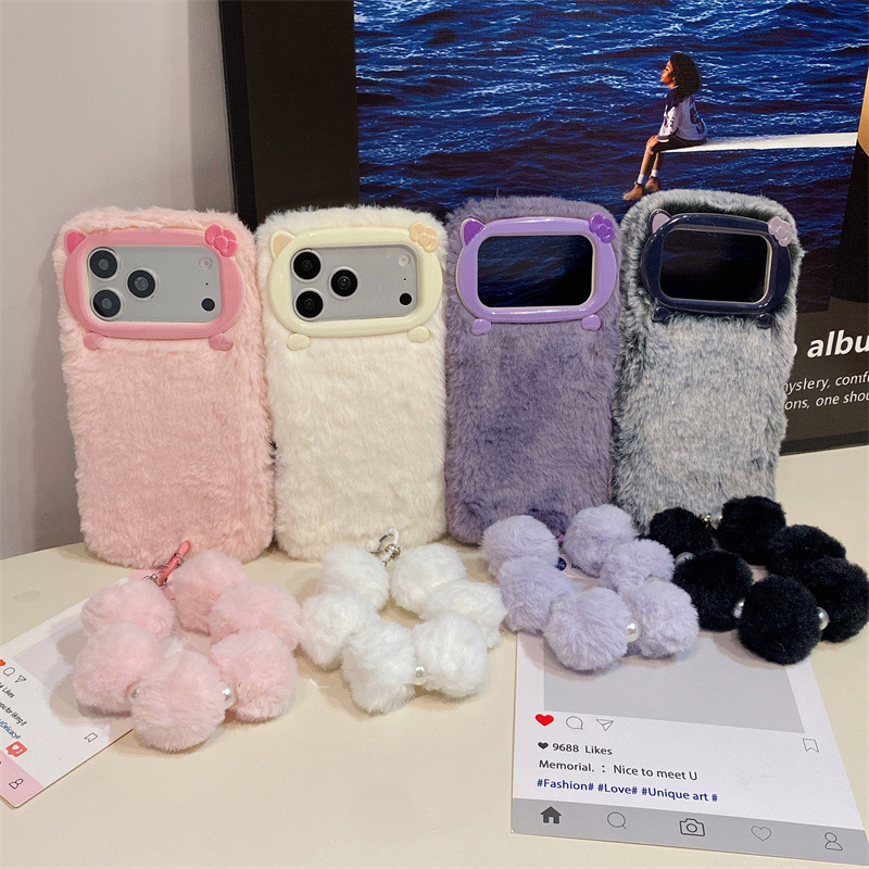 고급 솔리드 컬러 퍼리 플러시 폰 케이스 (아이폰 17 - Phone Cases Iphone 리뷰 및 가격