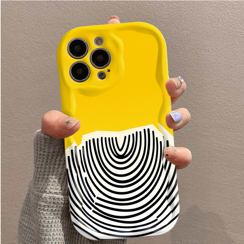 노란색 배경에 검은색 아크 패턴, 간단한 추상 디자인  - Phone Cases Arc 리뷰 및 가격