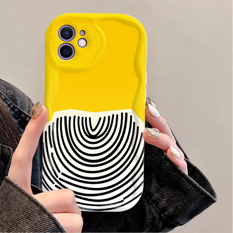 노란색 배경에 검은색 아크 패턴, 간단한 추상 디자인  - Phone Cases Arc 리뷰 및 가격