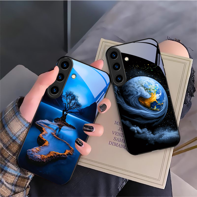 따뜻한 오렌지색 헤일로 트리 디자인 삼성 갤럭시 S24 - Phone Cases Orange 리뷰 및 가격