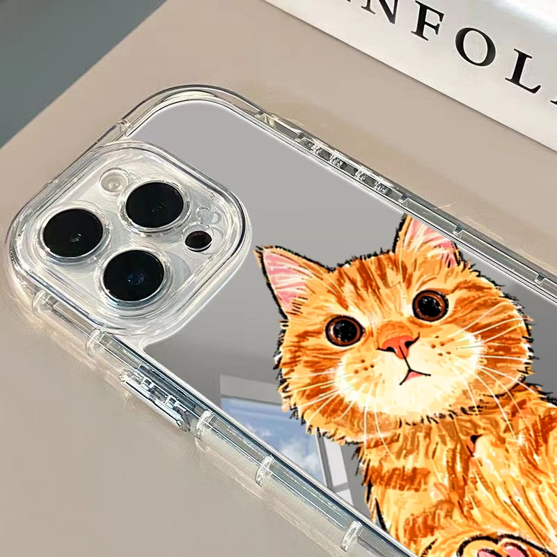 귀여운 만화 오렌지 고양이 미러 폰 케이스 (아이폰 1 - Phone Cases Orange 리뷰 및 가격