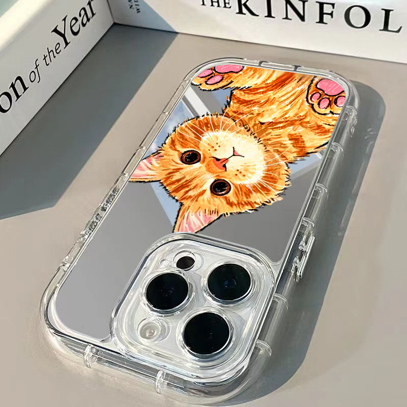 귀여운 만화 오렌지 고양이 미러 폰 케이스 (아이폰 1 - Phone Cases Orange 리뷰 및 가격