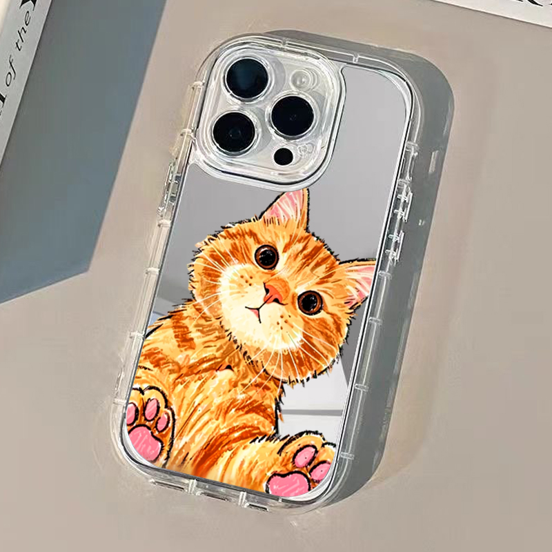 귀여운 만화 오렌지 고양이 미러 폰 케이스 (아이폰 1 - Phone Cases Orange 리뷰 및 가격