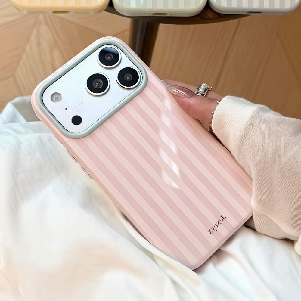 럭셔리한 한국 패션 스트라이프 캔디 컬러 소프트 폰 케 - Phone Cases Expensive 리뷰 및 가격