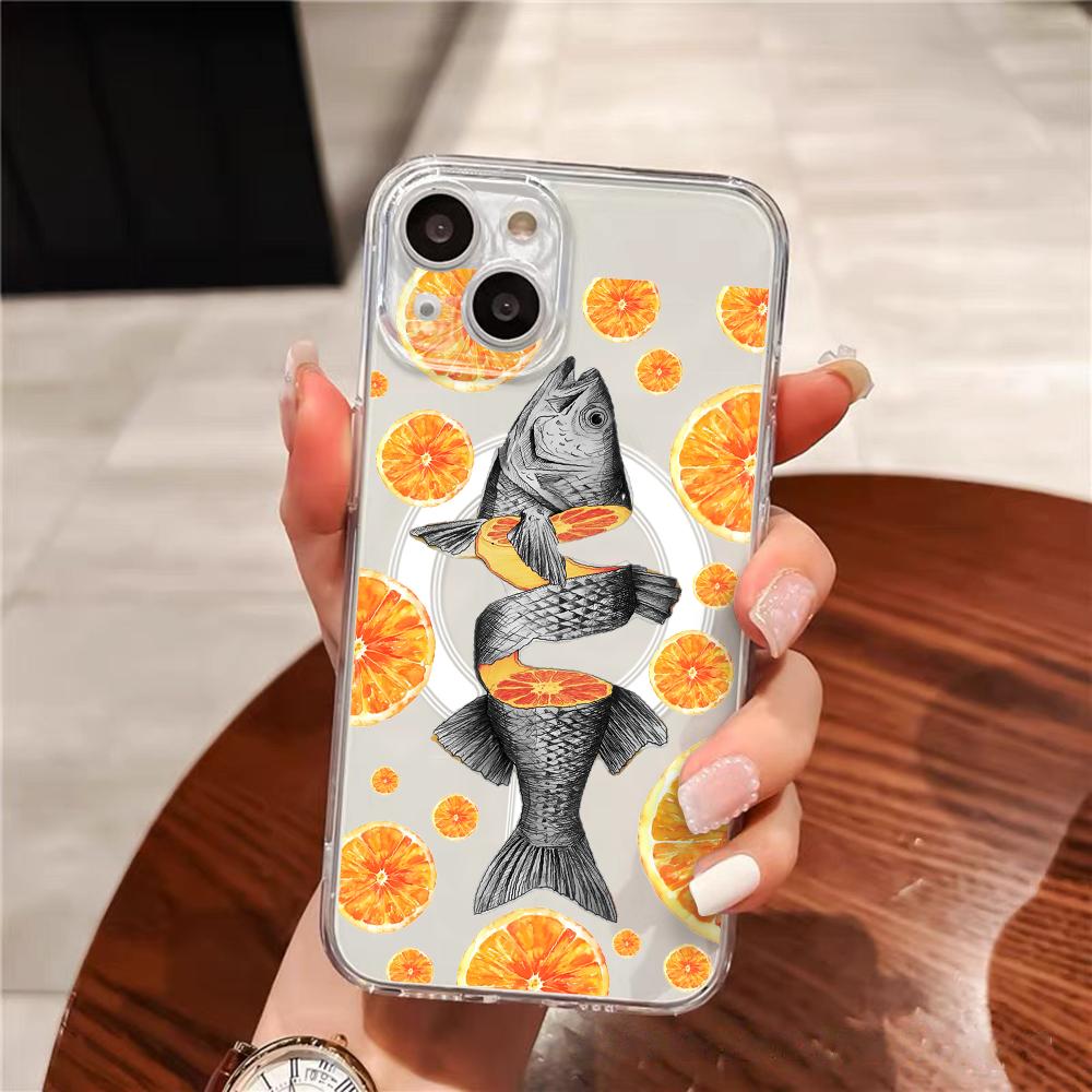 오렌지 타이드 피쉬 클럽 폰 케이스 마그네틱 크리스탈  - Phone Cases Orange 리뷰 및 가격