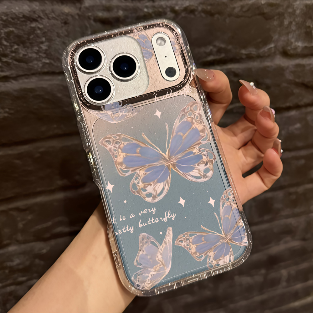 럭셔리 블루 버터플라이 투명 글리터 폰 케이스 (아이폰 - Phone Cases Expensive 리뷰 및 가격