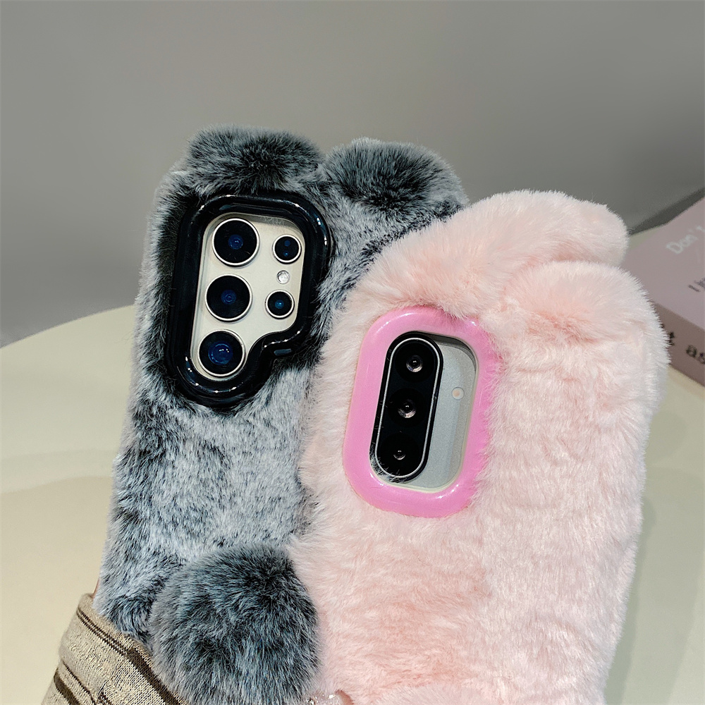 귀여운 토끼 귀 플러피 스탠드 폰 케이스 삼성 갤럭시  - Phone Cases Samsung S25 Ultra 리뷰 및 가격