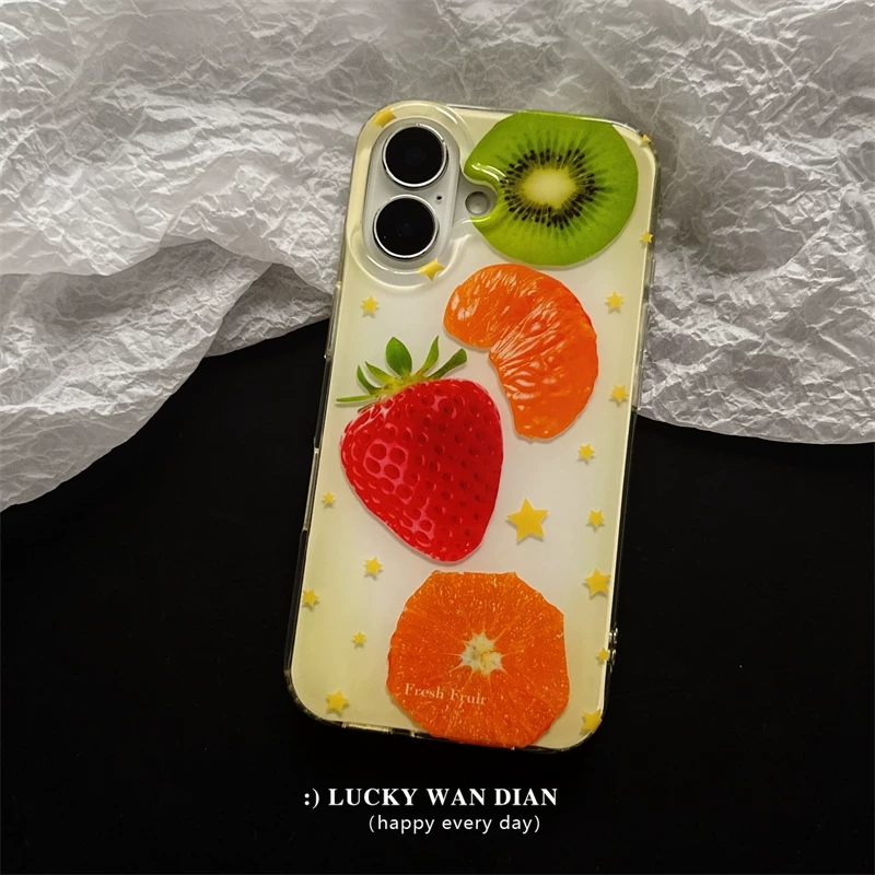여름 풀스크린 과일 딸기 키위 오렌지 수박 폰 케이스  - Phone Cases Orange 리뷰 및 가격